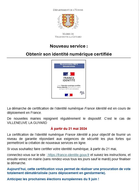 nouveau service - identité numérique certifiée